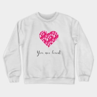 Pink camo hart for valentines day Crewneck Sweatshirt